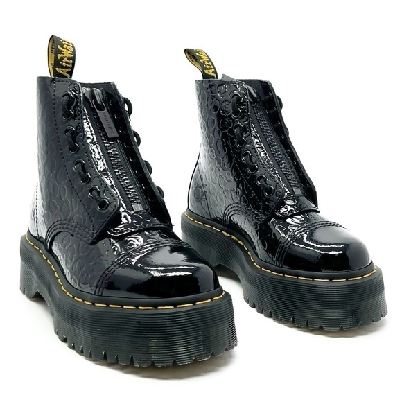 New Dr. Martens Sinclair Lamper Leopard Black Patent Ankle Boot Kids Size 4 (36)